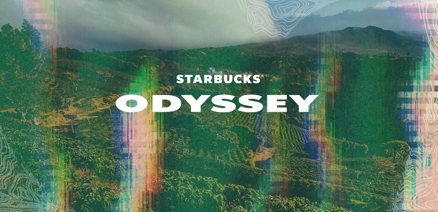 Forest background with text Starbucks Odyssey