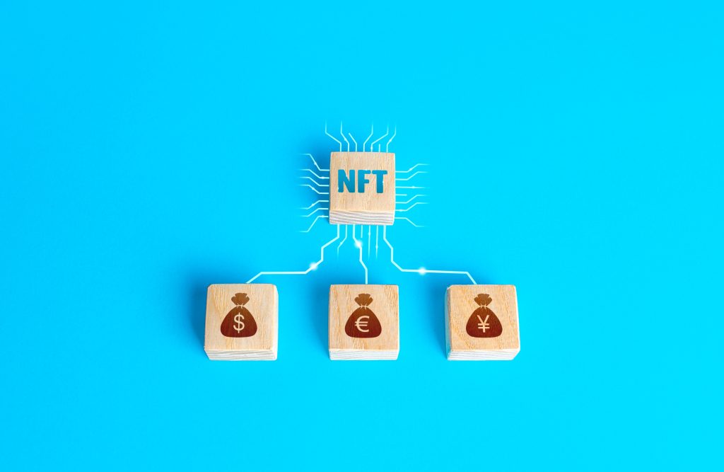 A NFT block connected to money blocks